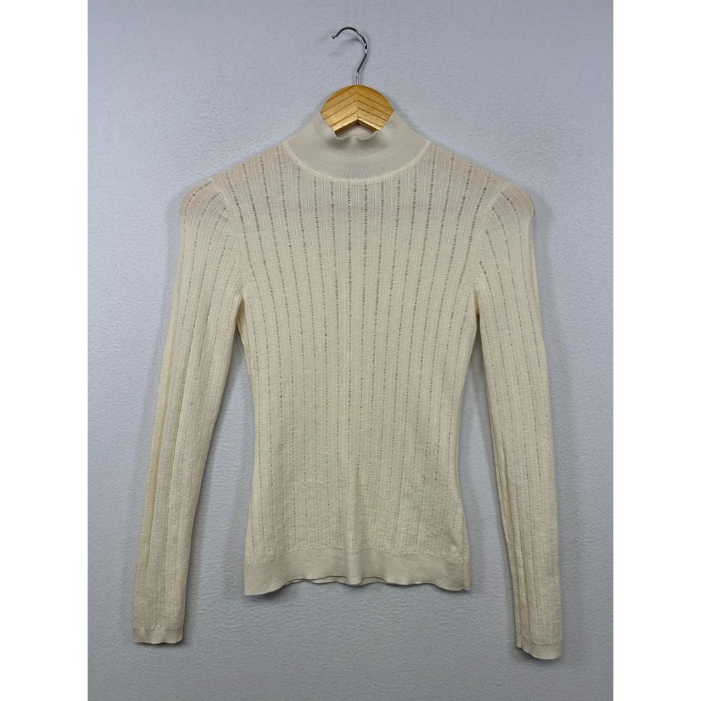 Quiet Luxury BOSS Hugo Boss Womens Small Superfine Merino Wool Mock Neck Sweater